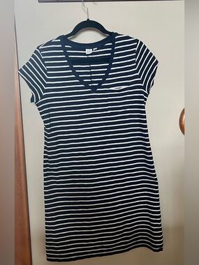 GAP Navy and White Striped V-Neck T-shirt Dress Sz M